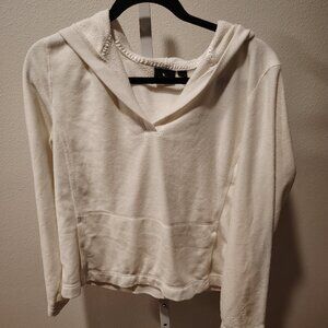 Tek Gear Women's White Fleece Hoodie Size Large Polyester Long Sleeve Pockets